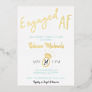 Invitación Con Relieve Metalizado Boda con guión metálico dorado AF