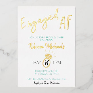 Invitación Con Relieve Metalizado Boda con guión metálico dorado AF