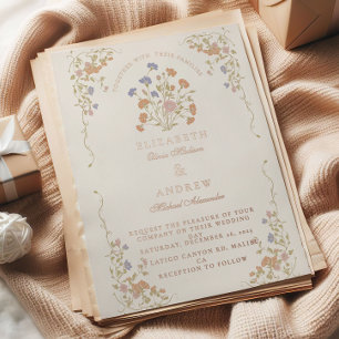 Invitación Con Relieve Metalizado Boda con marco antiguo floral rococó