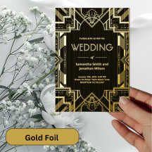 Boda con papel de aluminio negro y dorado con glam