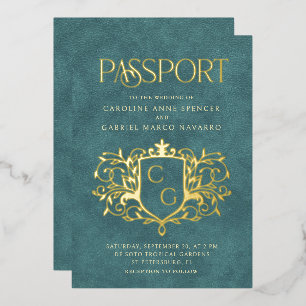 Invitación Con Relieve Metalizado Boda con Pasaporte