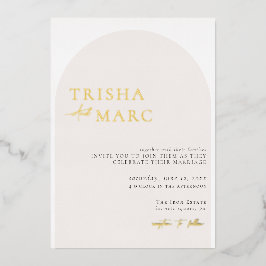 Invitación Con Relieve Metalizado Boda crema Minimalista moderna