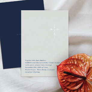 Invitación Con Relieve Metalizado Boda Cristiana   Cruz de iniciales de la pareja en