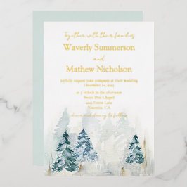 Invitación Con Relieve Metalizado Boda de acuarela de montaña rusa