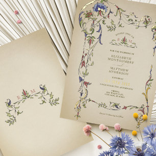 Invitación Con Relieve Metalizado Boda de adornos florales victorianos vintage