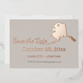Invitación Con Relieve Metalizado Boda de Alaska Salven la Fecha Rosa Oro