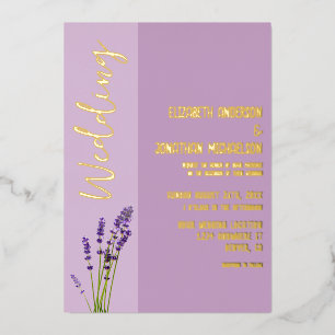 Invitación Con Relieve Metalizado Boda de Amor Lavanda