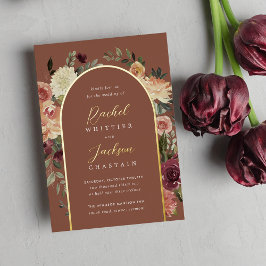 Invitación Con Relieve Metalizado Boda de arco floral de color acuático de florecimi