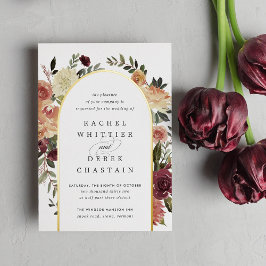 Invitación Con Relieve Metalizado Boda de arco floral de color acuático de florecimi