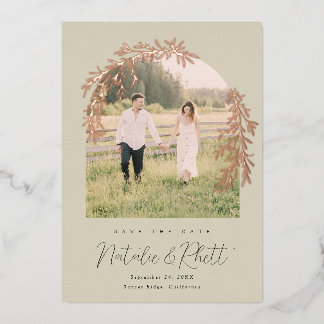 Invitación Con Relieve Metalizado Boda de arcos de lágrimas de laurel moderno salva