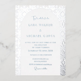 Invitación Con Relieve Metalizado Boda de azulejos geométricos italianos (Sólido)