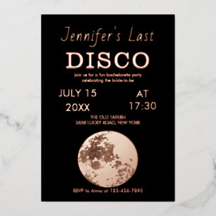 Invitación Con Relieve Metalizado Boda de bola de discoteca brillante de oro rosa úl