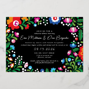 Invitación Con Relieve Metalizado Boda de bordado mexicano de plata cena
