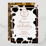 Invitación Con Relieve Metalizado Boda de borde de impresión de vaca Glam Rosa de or<br><div class="desc">Personalizar para su evento.</div>