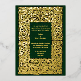 Invitación Con Relieve Metalizado Boda de borde de nudos de dragones vikingos vintag