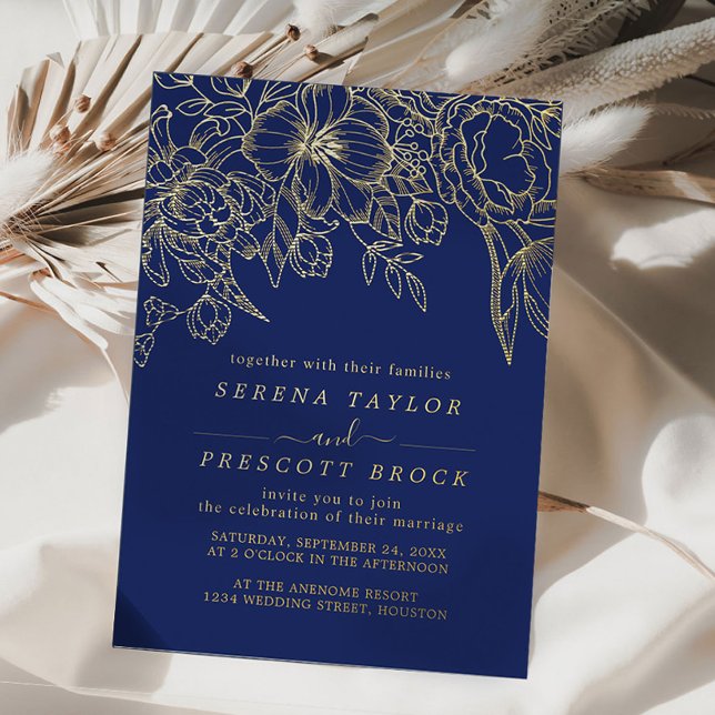 Invitación Con Relieve Metalizado Boda de Bouquet de la Armada Mínima Real (Subido por el creador)