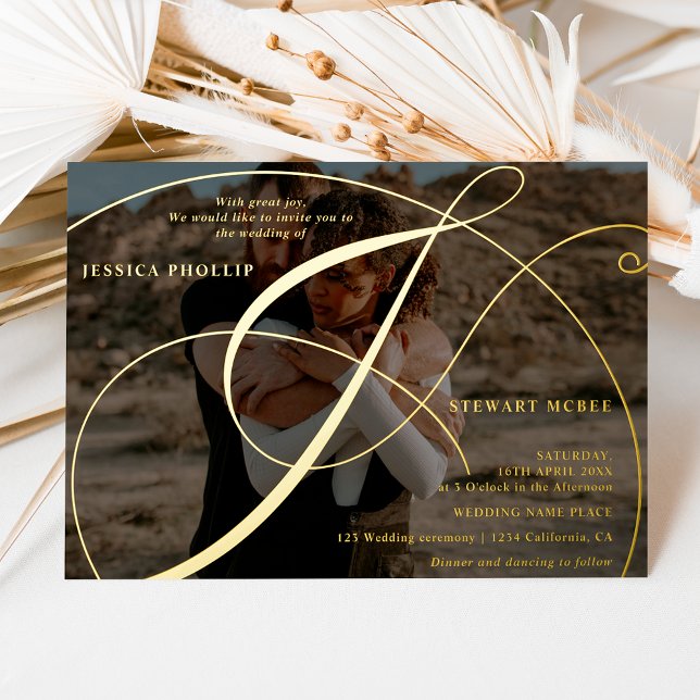 Invitación Con Relieve Metalizado Boda de caligrafía de imágenes de 2 imágenes (Subido por el creador)