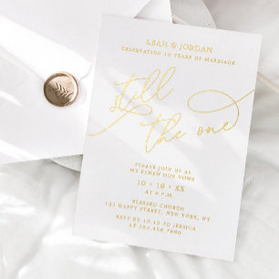 Invitación Con Relieve Metalizado Boda de Caligrafía Elegante con Hojas de Oro Real