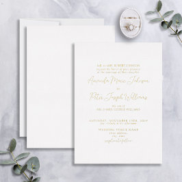 Invitación Con Relieve Metalizado Boda de Caligrafía Formal Moderna con Hoja de Oro
