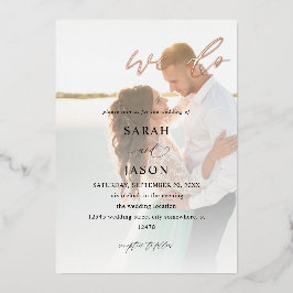 Invitación Con Relieve Metalizado Boda de caligrafía fotográfica