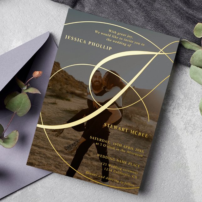 Invitación Con Relieve Metalizado Boda de caligrafía fotográfica de audio y escritur (Subido por el creador)