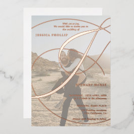 Invitación Con Relieve Metalizado Boda de caligrafía fotográfica de audio y escritur