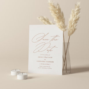 Invitación Con Relieve Metalizado Boda De Caligrafía Minimalista Moderna Guardar La