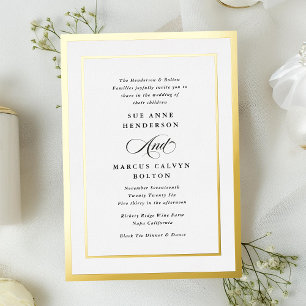 Invitación Con Relieve Metalizado Boda de Caligrafía Moderna en Hojas de Estaño Negr
