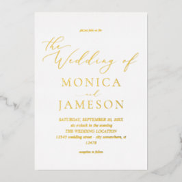 Invitación Con Relieve Metalizado Boda de caligrafía moderna V2