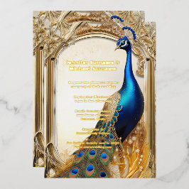 Invitación Con Relieve Metalizado Boda de campo de pavo real de lujo moda india