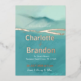 Invitación Con Relieve Metalizado Boda de Campos Verdes de Resumen Artístico