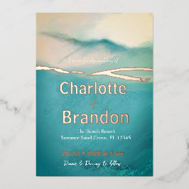 Invitación Con Relieve Metalizado Boda de Campos Verdes de Resumen Artístico