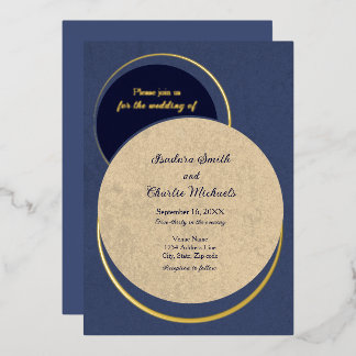 Invitación Con Relieve Metalizado Boda de Círculos Geométricos Modernos