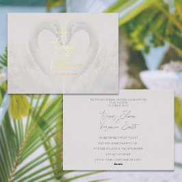 Invitación Con Relieve Metalizado Boda de Cisnes