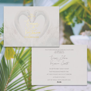 Invitación Con Relieve Metalizado Boda de Cisnes