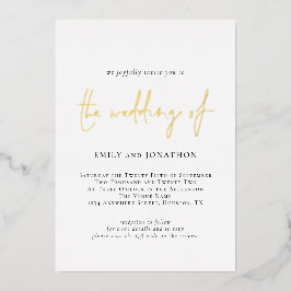 Invitación Con Relieve Metalizado Boda de código QR de script elegante minimalista R
