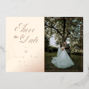 Invitación Con Relieve Metalizado Boda de Collage de fotos de Moda moderna salva la 