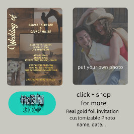 Invitación Con Relieve Metalizado boda de collage de paisajes rústicos