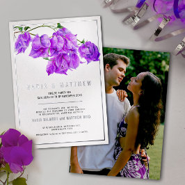 Invitación Con Relieve Metalizado Boda de color púrpura plateado de buganvillas