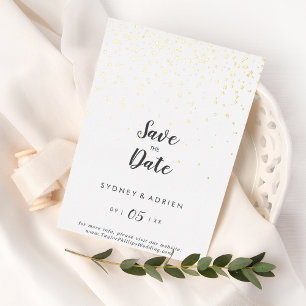 Invitación Con Relieve Metalizado Boda de confeti de oro Guardar la fecha oro