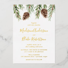 Invitación Con Relieve Metalizado Boda de cono de color de agua de invierno