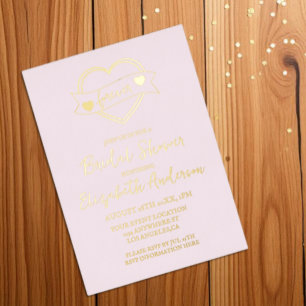 Invitación Con Relieve Metalizado Boda de Corazones de Oro para Siempre