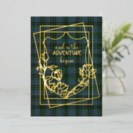 Invitación Con Relieve Metalizado Boda de Cuadros Tartán MacInnis