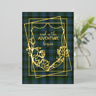 Invitación Con Relieve Metalizado Boda de Cuadros Tartán MacInnis