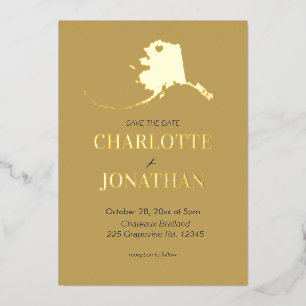 Invitación Con Relieve Metalizado Boda de destino Alaska Gold