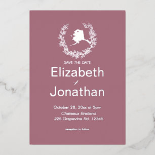 Invitación Con Relieve Metalizado Boda de destino de Alaska