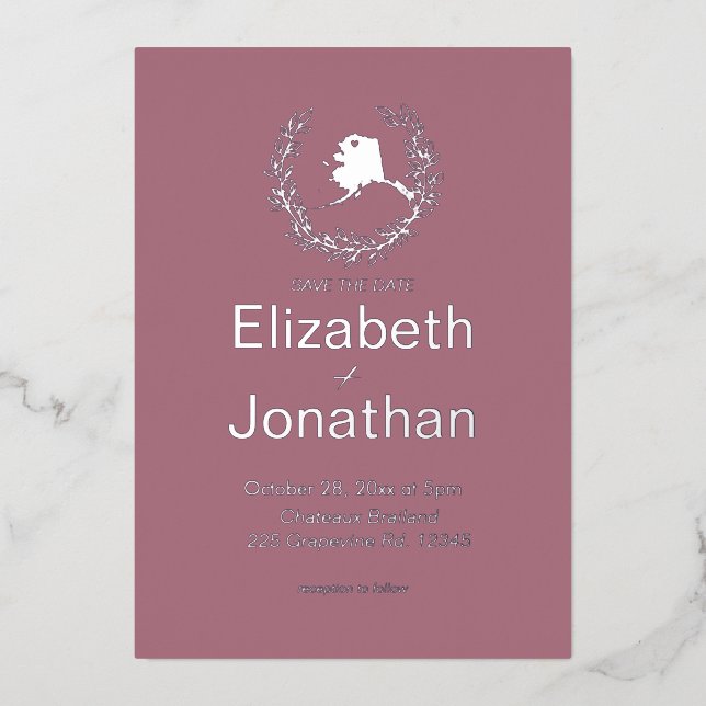 Invitación Con Relieve Metalizado Boda de destino de Alaska (Anverso)