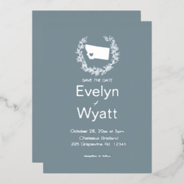 Invitación Con Relieve Metalizado Boda de destino del estado de Montana