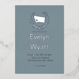 Invitación Con Relieve Metalizado Boda de destino del estado de Montana