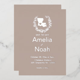 Invitación Con Relieve Metalizado Boda de destino en el estado de Luisiana